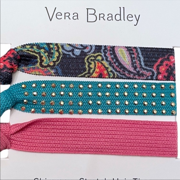 Vera Bradly Stretch Shimmery Hair Ties Twilight Paisley Blue Pink - Picture 3 of 5